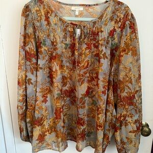 Maurices Autumn Leaf Print Blouse - Multicolor